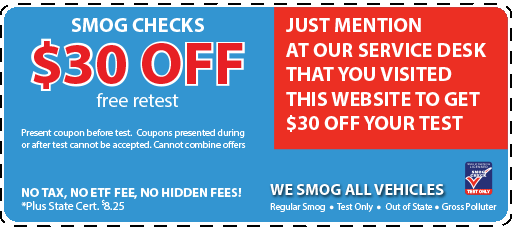 smog checks 30% off